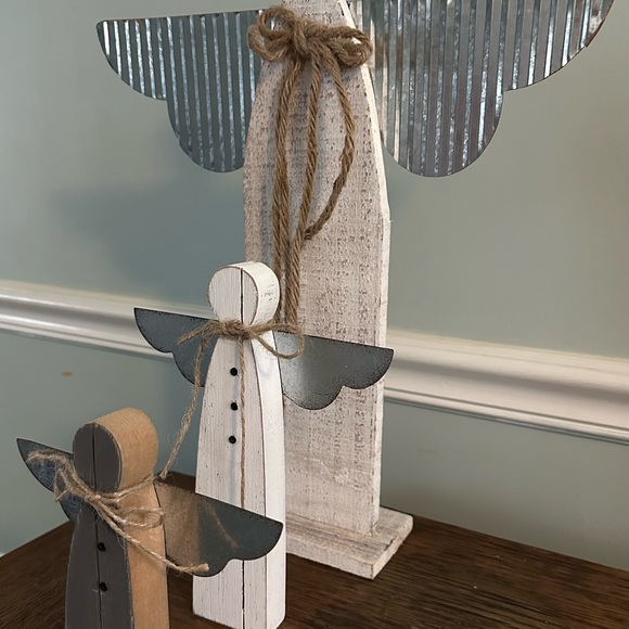 Set of wooden/tin angels (6) - Picture 2 of 2